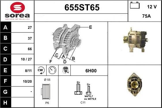 STARTCAR 655ST65 - Alternator autospares.lv