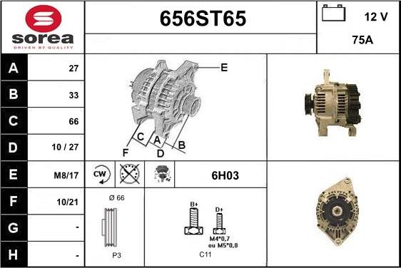 STARTCAR 656ST65 - Alternator autospares.lv