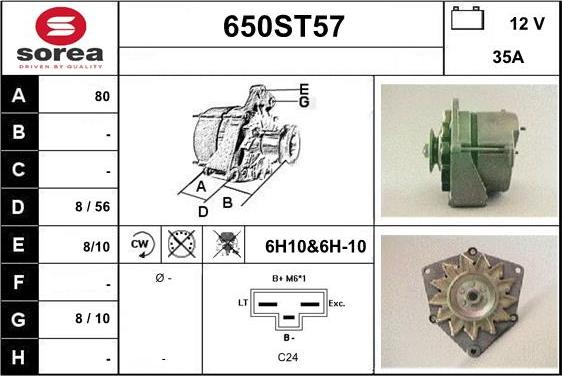 STARTCAR 650ST57 - Alternator autospares.lv