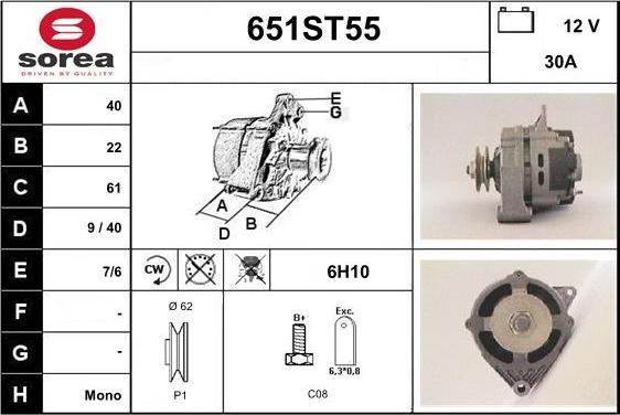 STARTCAR 651ST55 - Alternator autospares.lv