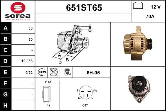 STARTCAR 651ST65 - Alternator autospares.lv