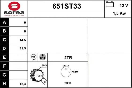 STARTCAR 651ST33 - Starter autospares.lv