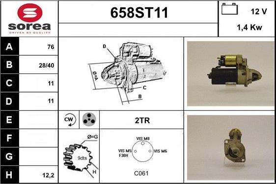 STARTCAR 658ST11 - Starter autospares.lv