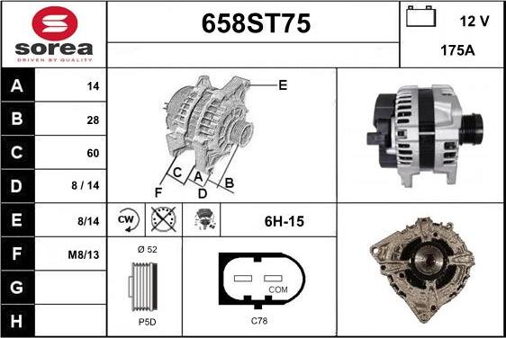 STARTCAR 658ST75 - Alternator autospares.lv