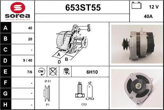 STARTCAR 653ST55 - Alternator autospares.lv