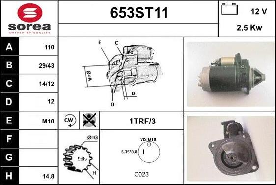 STARTCAR 653ST11 - Starter autospares.lv