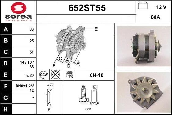 STARTCAR 652ST55 - Alternator autospares.lv