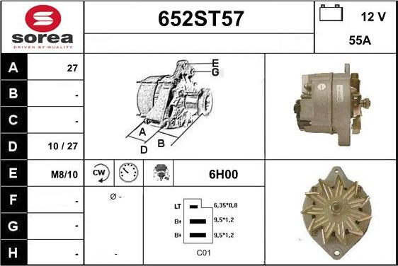 STARTCAR 652ST57 - Alternator autospares.lv