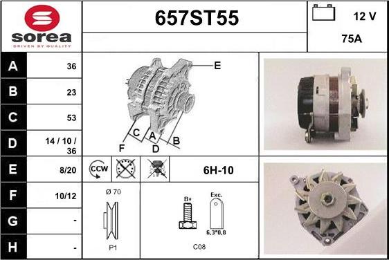 STARTCAR 657ST55 - Alternator autospares.lv