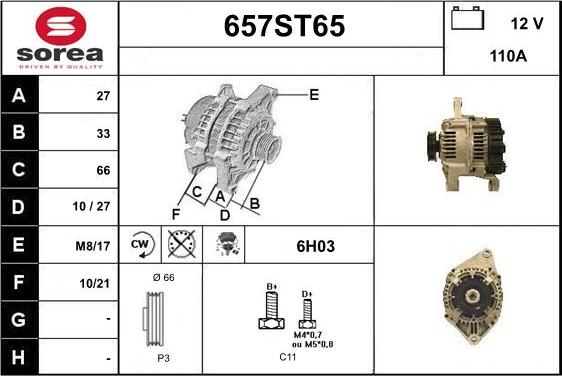 STARTCAR 657ST65 - Alternator autospares.lv