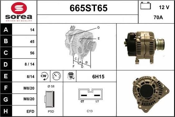 STARTCAR 665ST65 - Alternator autospares.lv