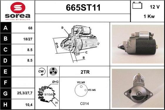 STARTCAR 665ST11 - Starter autospares.lv