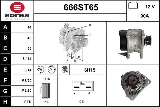 STARTCAR 666ST65 - Alternator autospares.lv