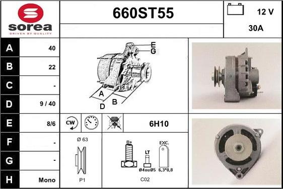 STARTCAR 660ST55 - Alternator autospares.lv