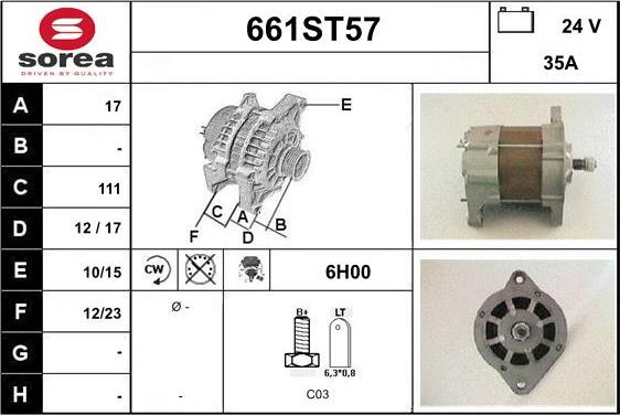 STARTCAR 661ST57 - Alternator autospares.lv