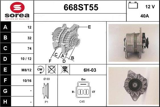 STARTCAR 668ST55 - Alternator autospares.lv