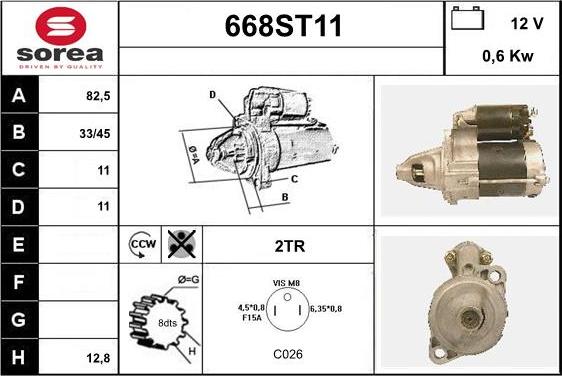 STARTCAR 668ST11 - Starter autospares.lv