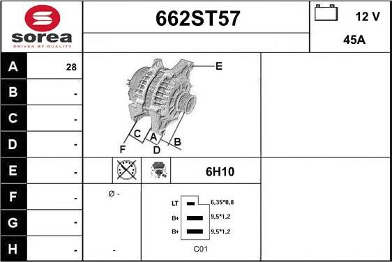 STARTCAR 662ST57 - Alternator autospares.lv