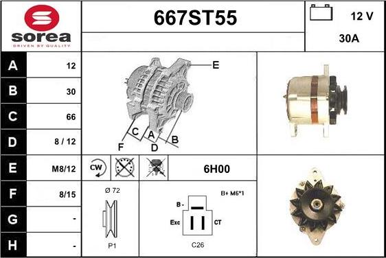 STARTCAR 667ST55 - Alternator autospares.lv