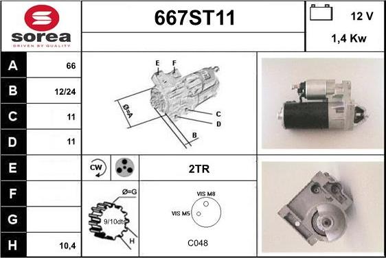 STARTCAR 667ST11 - Starter autospares.lv