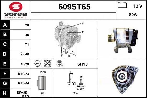 STARTCAR 609ST65 - Alternator autospares.lv