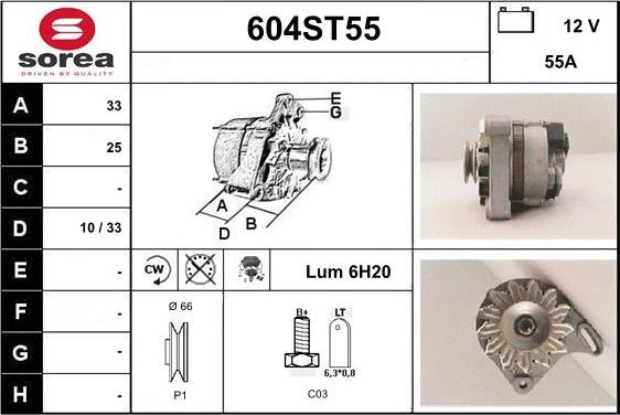 STARTCAR 604ST55 - Alternator autospares.lv