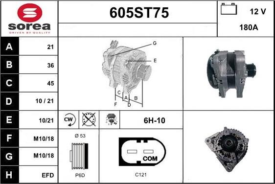 STARTCAR 605ST75 - Alternator autospares.lv