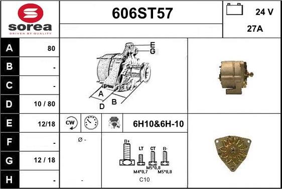 STARTCAR 606ST57 - Alternator autospares.lv