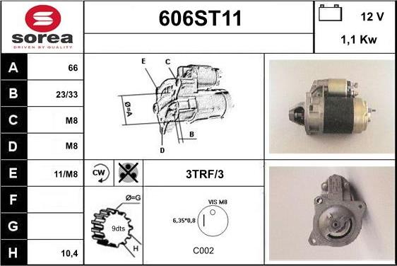 STARTCAR 606ST11 - Starter autospares.lv