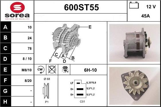 STARTCAR 600ST55 - Alternator autospares.lv