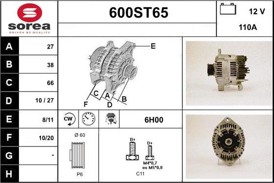 STARTCAR 600ST65 - Alternator autospares.lv