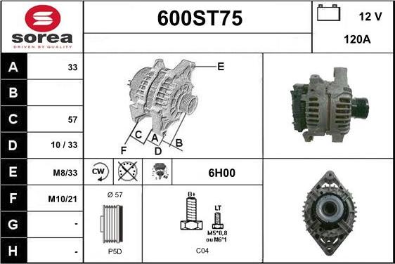 STARTCAR 600ST75 - Alternator autospares.lv