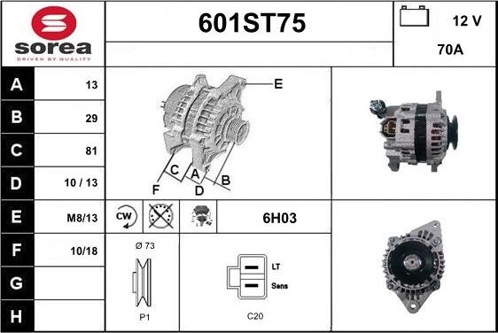 STARTCAR 601ST75 - Alternator autospares.lv