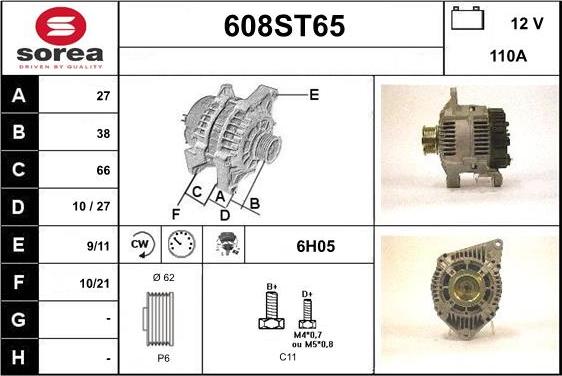 STARTCAR 608ST65 - Alternator autospares.lv