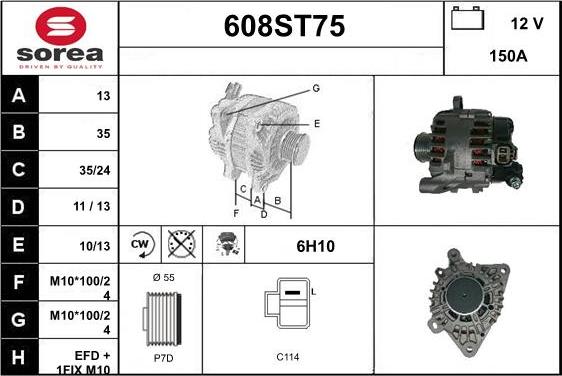 STARTCAR 608ST75 - Alternator autospares.lv