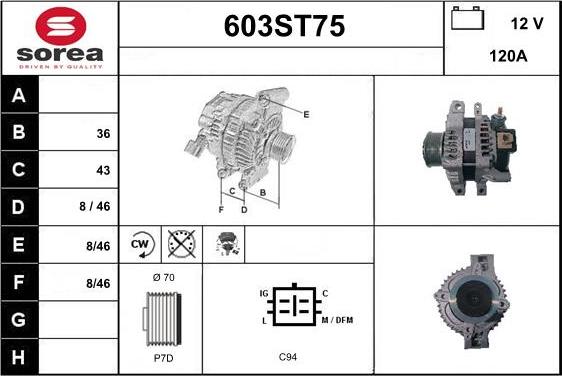 STARTCAR 603ST75 - Alternator autospares.lv