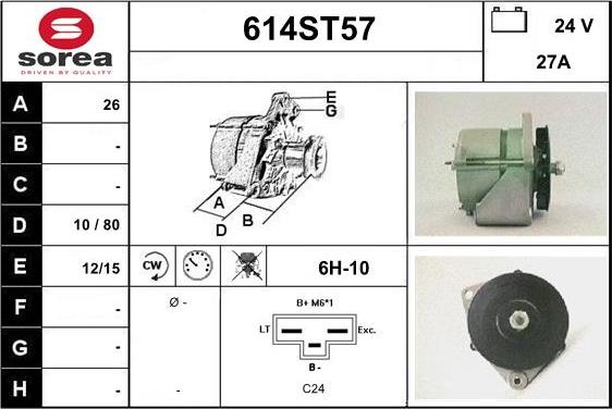 STARTCAR 614ST57 - Alternator autospares.lv