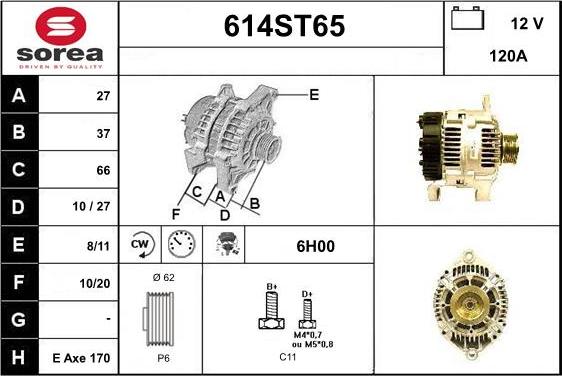 STARTCAR 614ST65 - Alternator autospares.lv