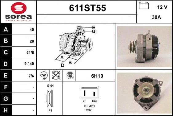 STARTCAR 611ST55 - Alternator autospares.lv