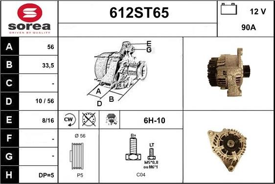 STARTCAR 612ST65 - Alternator autospares.lv