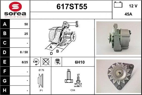 STARTCAR 617ST55 - Alternator autospares.lv