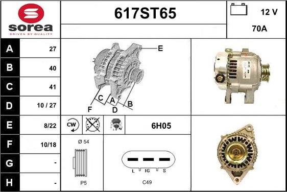 STARTCAR 617ST65 - Alternator autospares.lv