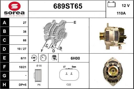 STARTCAR 689ST65 - Alternator autospares.lv