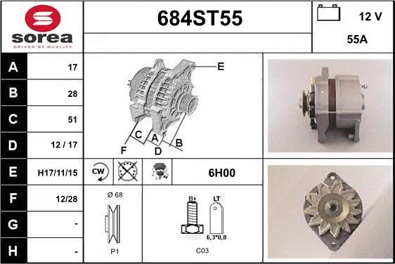 STARTCAR 684ST55 - Alternator autospares.lv