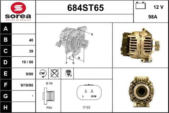 STARTCAR 684ST65 - Alternator autospares.lv
