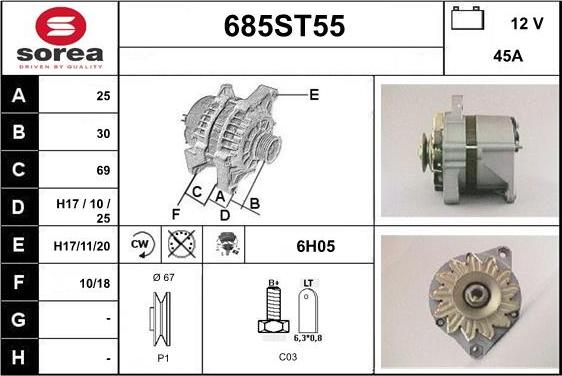 STARTCAR 685ST55 - Alternator autospares.lv