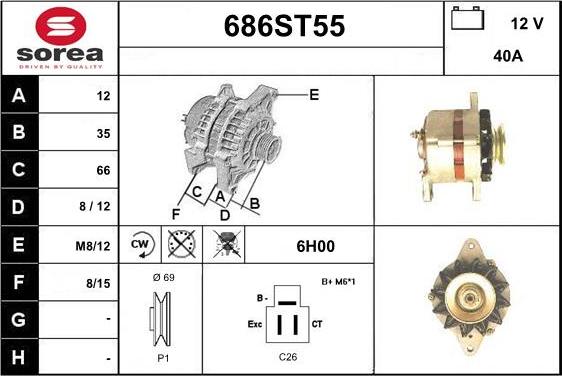 STARTCAR 686ST55 - Alternator autospares.lv