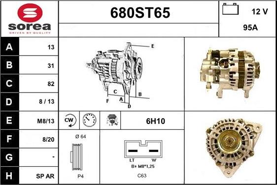 STARTCAR 680ST65 - Alternator autospares.lv