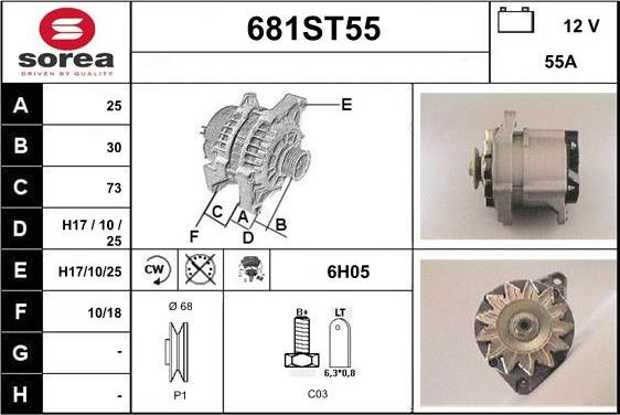 STARTCAR 681ST55 - Alternator autospares.lv