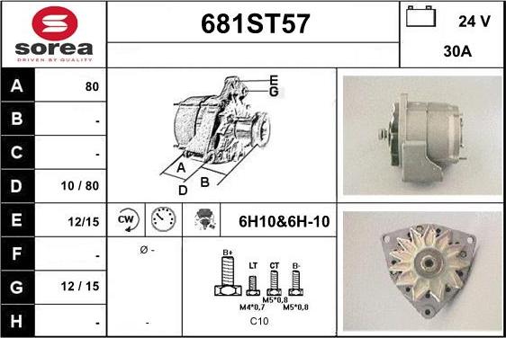 STARTCAR 681ST57 - Alternator autospares.lv